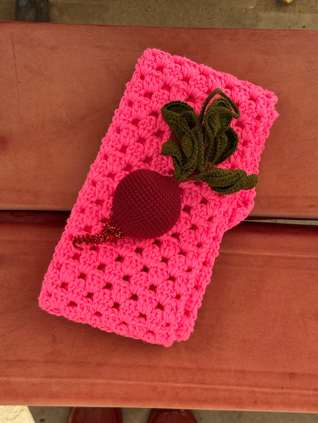 Crocheted Beetroot Charm Beaded