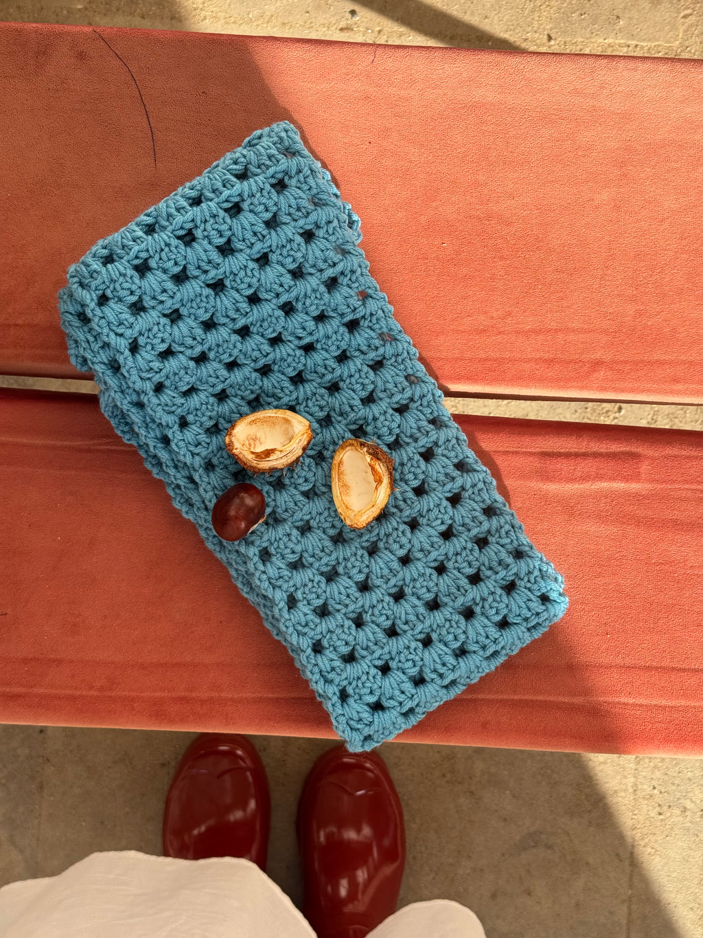 Crochet scarf blue