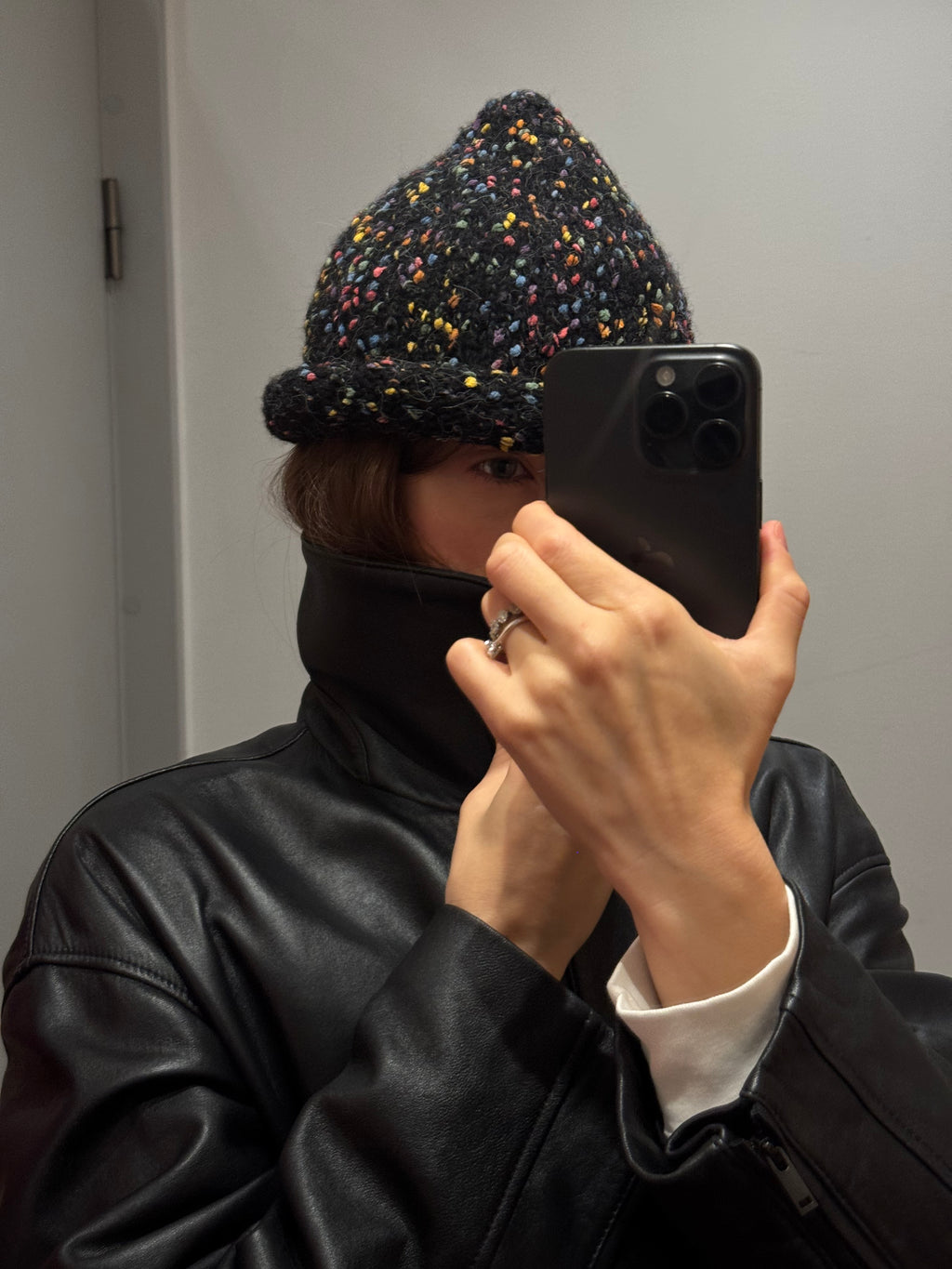 MULTICOLOR BEANIE BLACK
