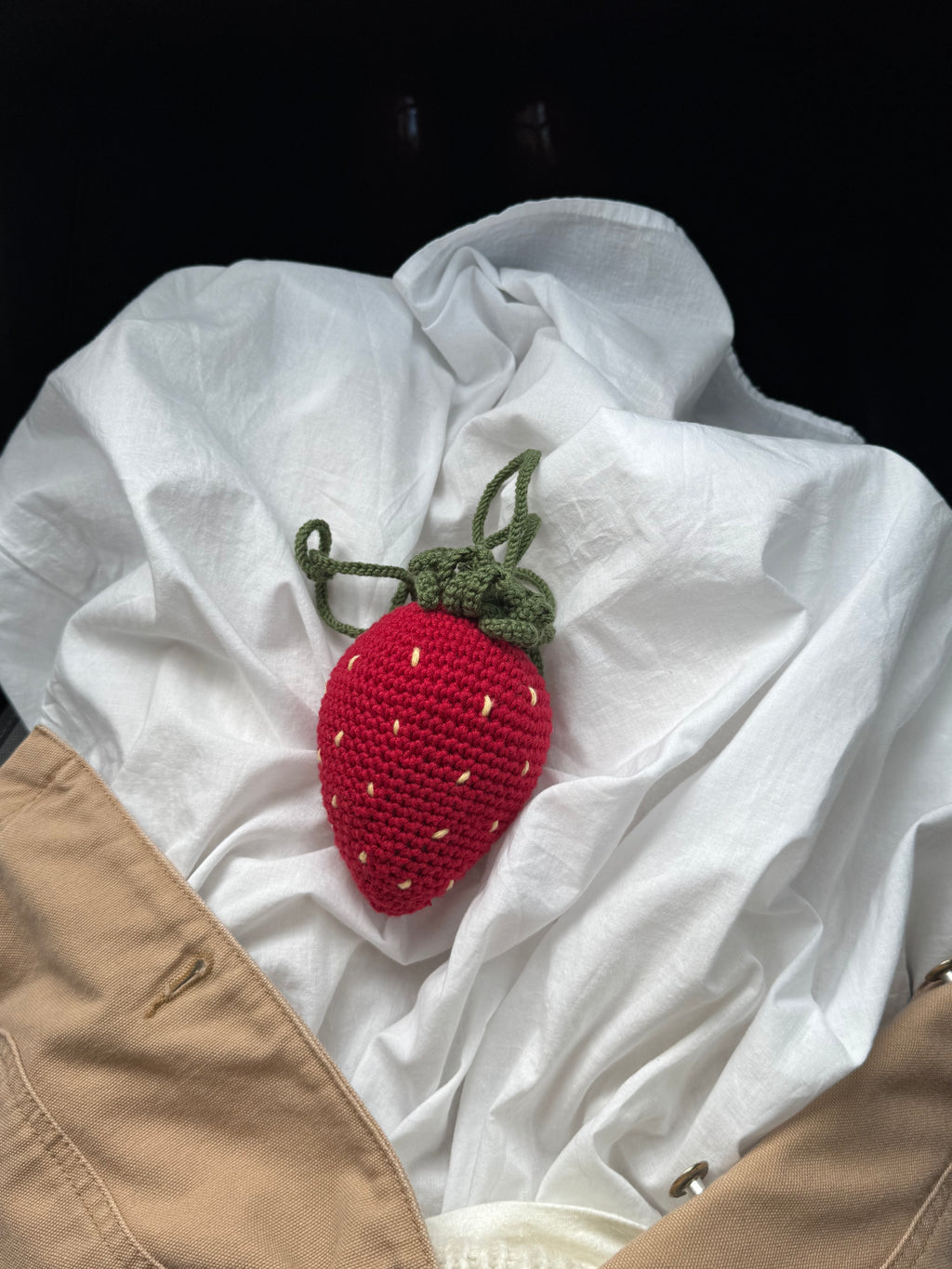 Hand-Crocheted Strawberry Necklace Large