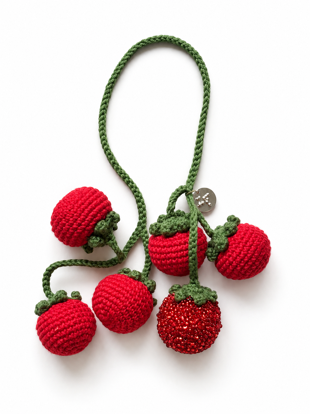 Hand-Crocheted Tomato Charm Beaded
