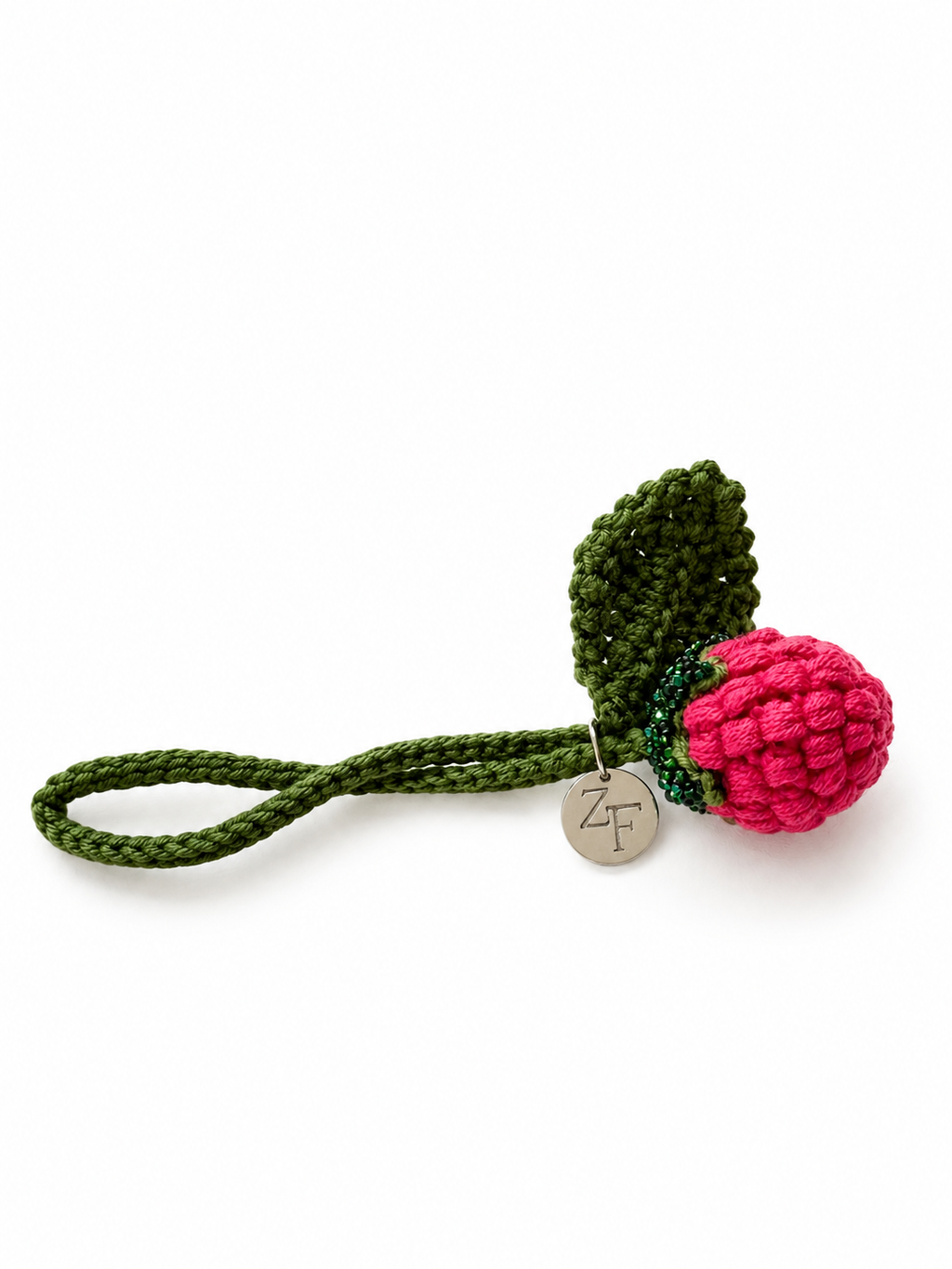 Hand-Crocheted Raspberry Charm Beaded