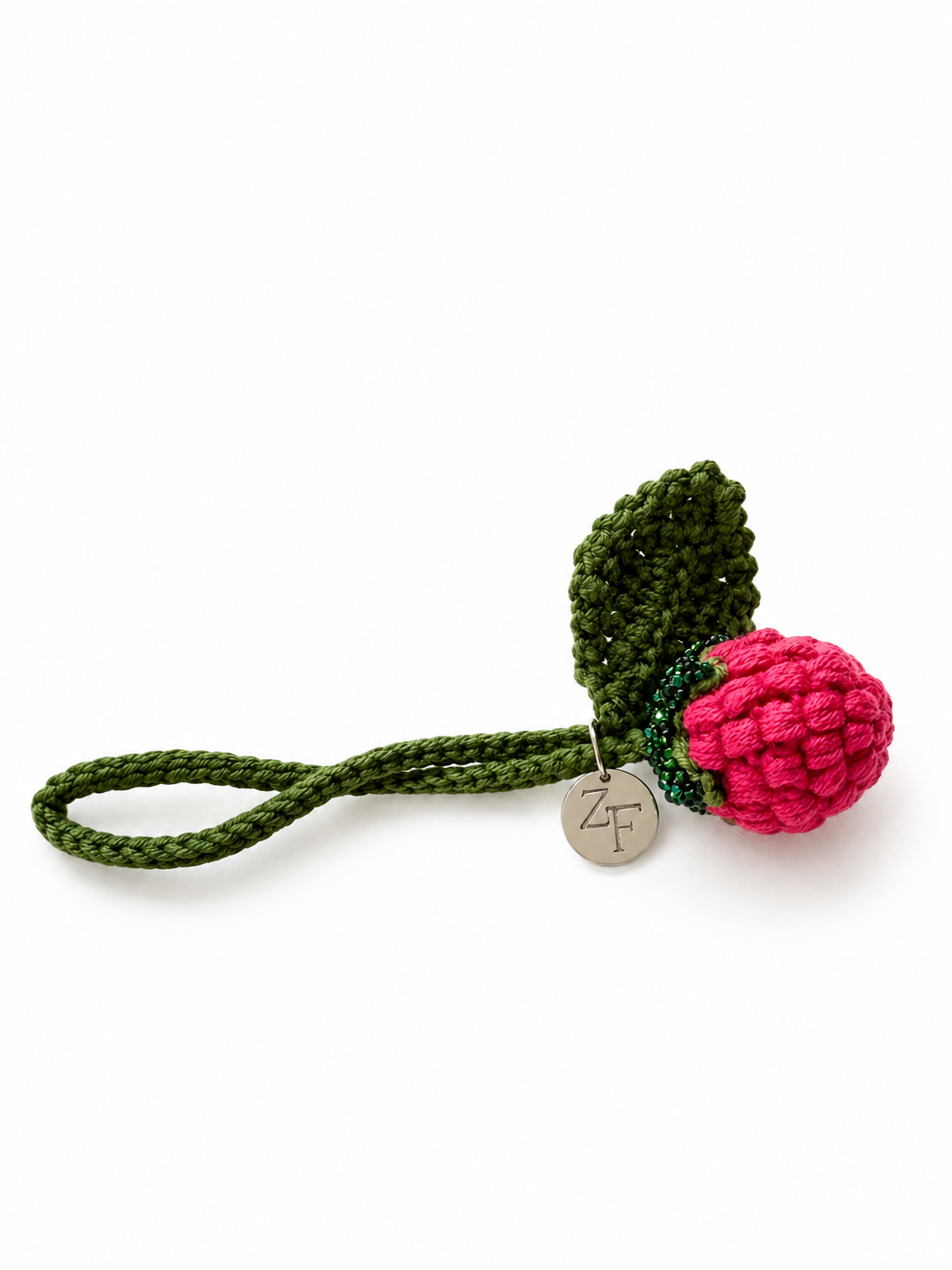 Hand-Crocheted Raspberry Charm Beaded