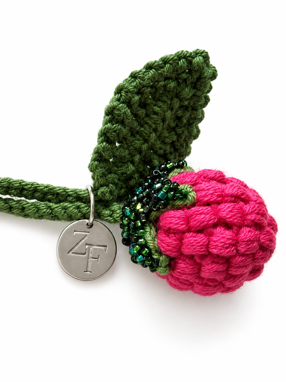 Hand-Crocheted Raspberry Charm Beaded