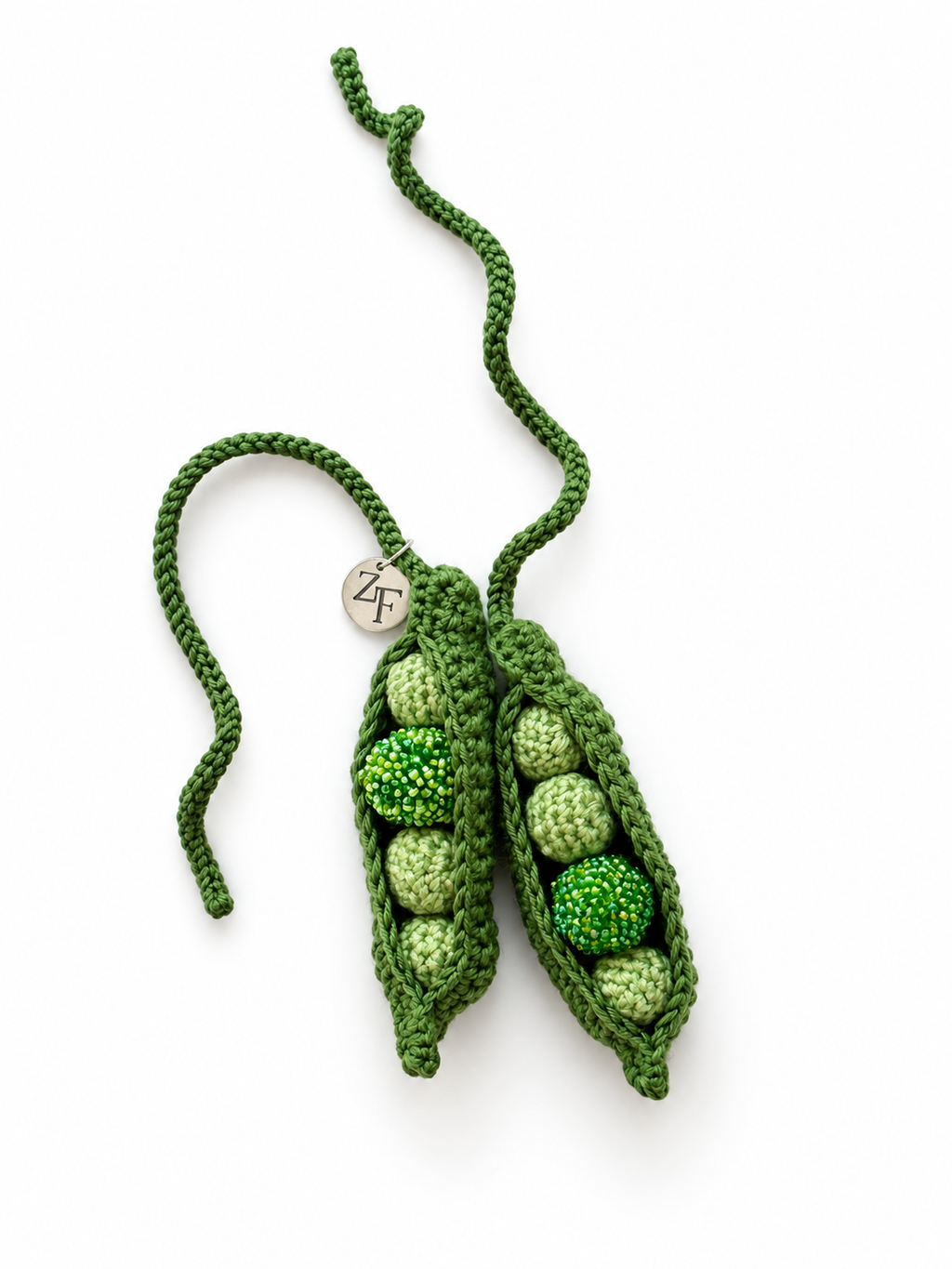 Green Pea Charm no.4 Beaded