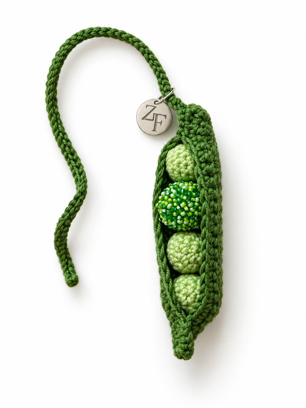 Green Pea Charm no.4 Beaded