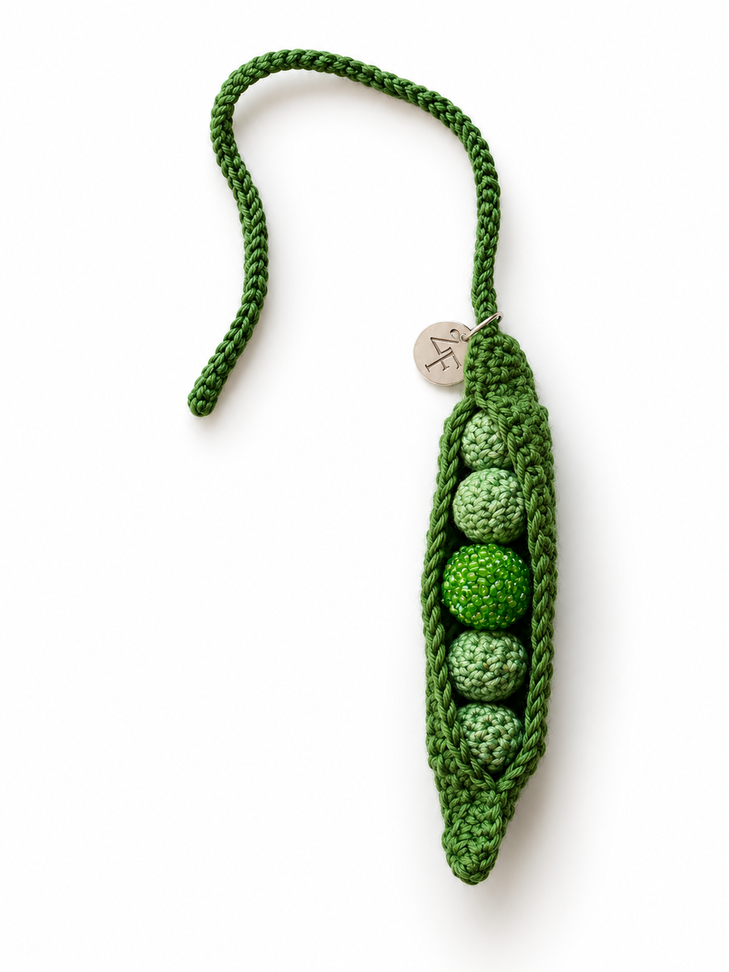 Green Pea Charm no.5 Beaded